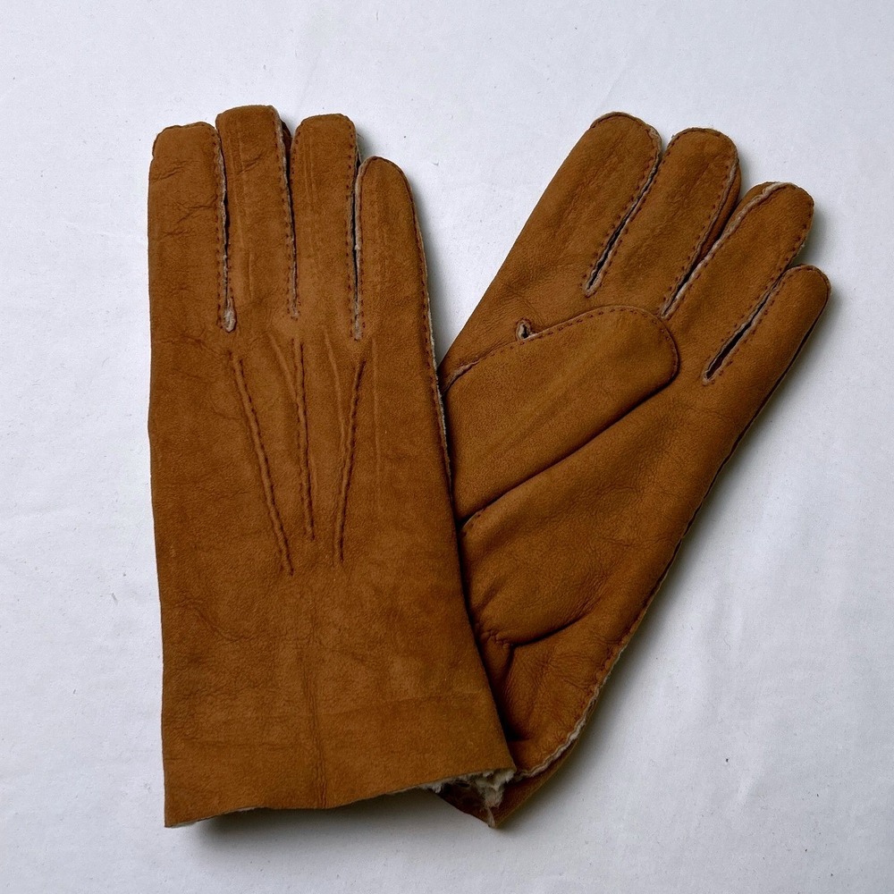 Gates Mens Vintage Shearling Lined Leather Dress Gloves Size 9.5 Tan Heritage